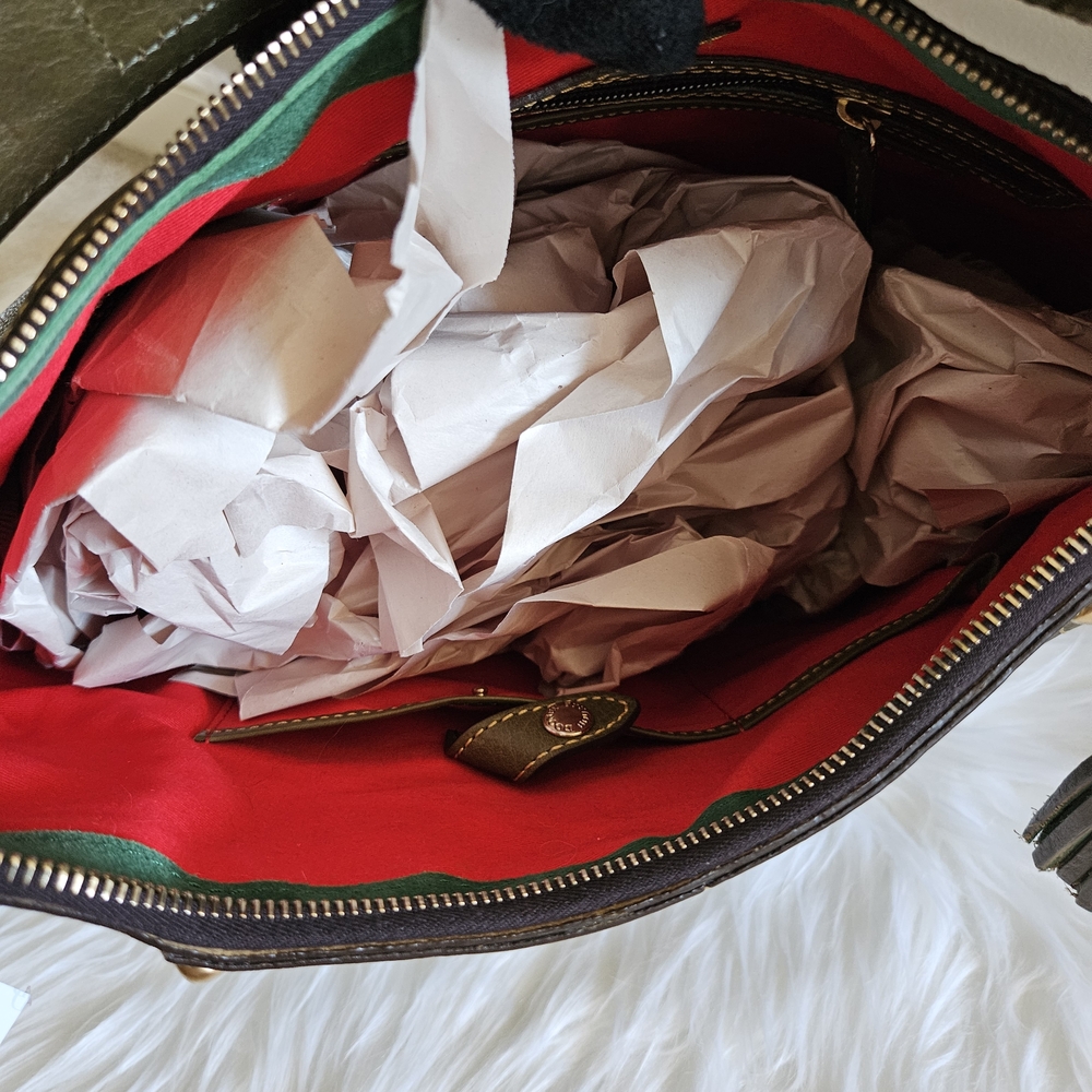 Dooney & Bourke Olive Green Leather Hobo with Tassel Detail - Picture 13 of 17